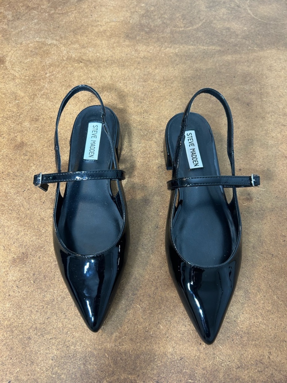 Steve Madden Black Patent Pointed Slingback Mules Women’s 7.5